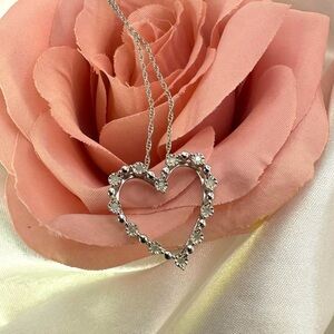 Effy Sterling Silver Diamond Heart Necklace 1/10 CT NWT